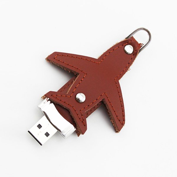 皮製隨身碟-飛機造型USB-金屬環_3